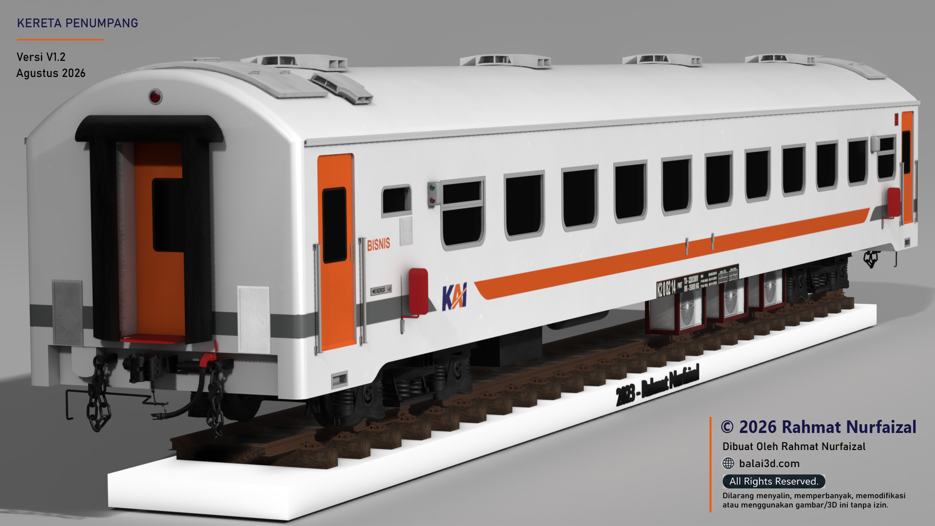 Model 3D Kereta Penumpang Kelas Bisnis