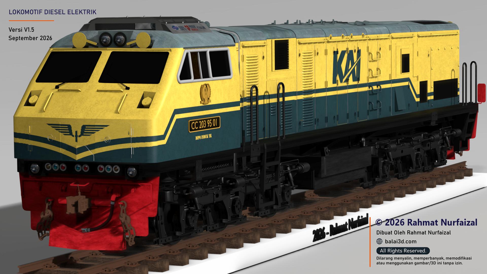 Model 3D Lokomotif CC 203 Edisi Vintage